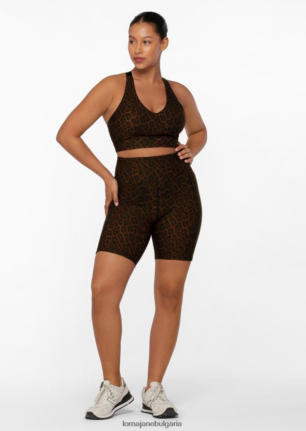 Lorna Jane Жени amy phone pocket tech bike short печат на гепард облекло 4LRV0R450
